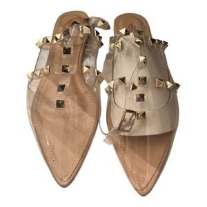 Clear Gold Studded Mules Women’s Size: 6.5